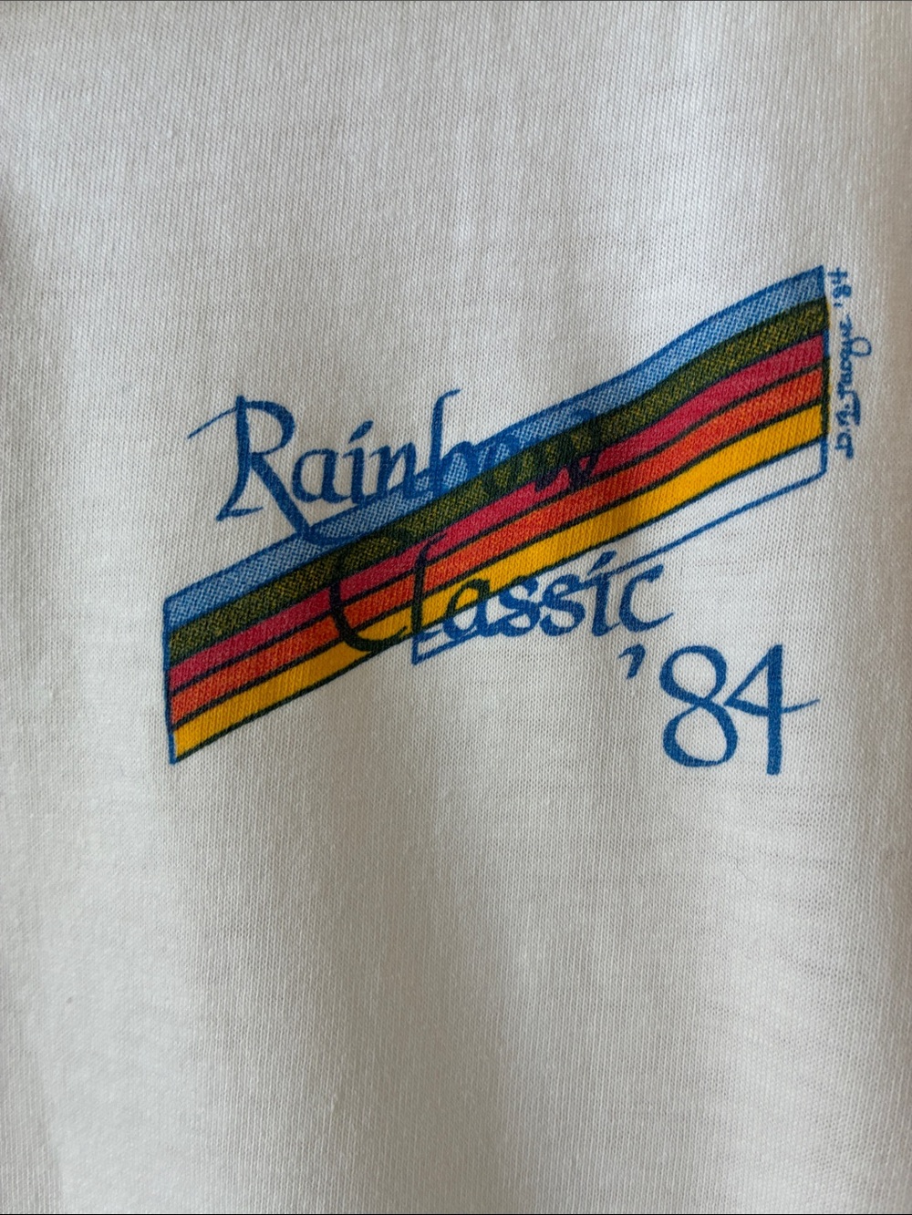 Vintage 80s sz L Rainbow Classic 1984 Polo Style White Knits by Stedman